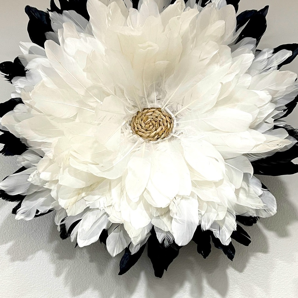 custom feather , wicker, rafia wall art